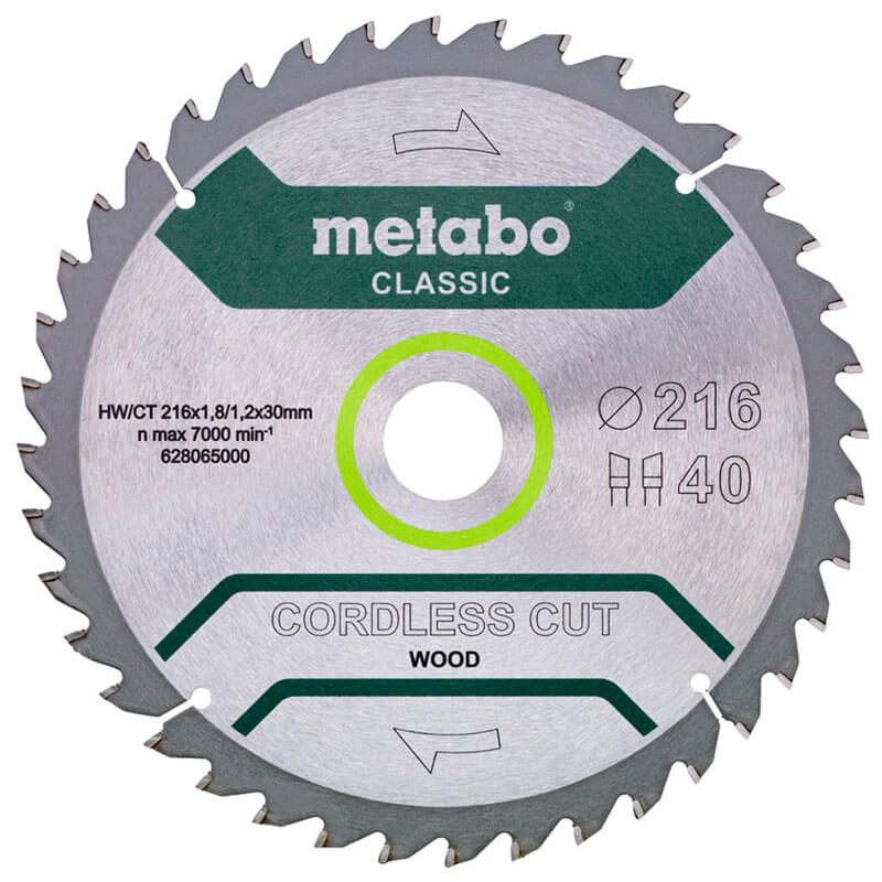 Пильный диск Metabo HW/CT, 216x1,8х30 мм, 40 WZ 5°