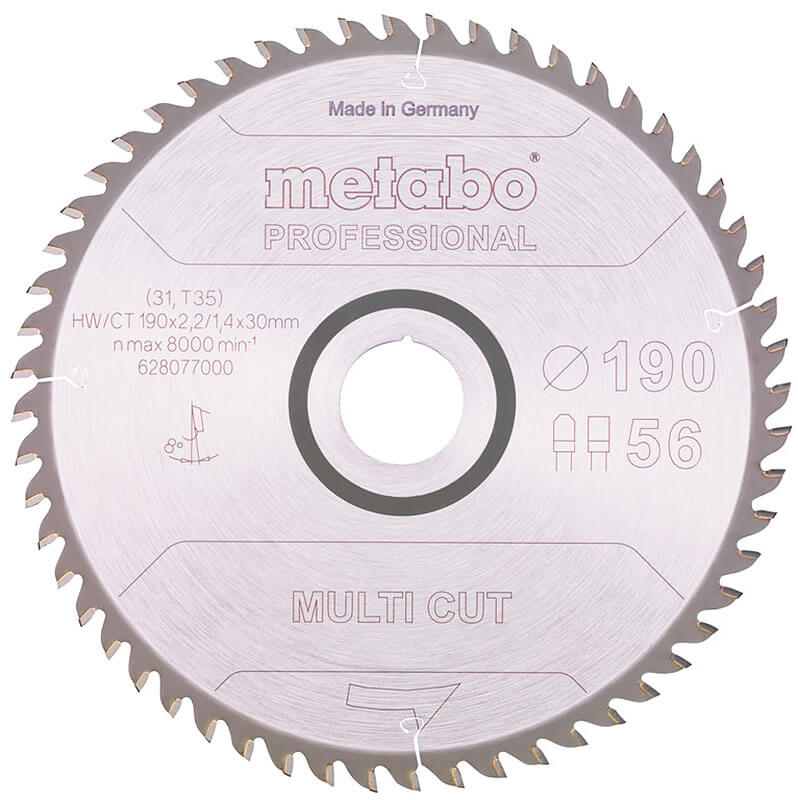 Пиляльний диск Metabo HW/CT, 190x2,2х30 мм, 56 FZ/TZ 8°