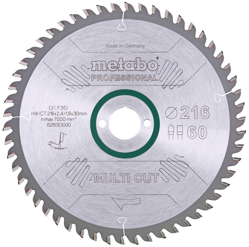 Пильный диск Metabo HW/CT, 216x2,4х30 мм, 60 FZ/TZ 5°