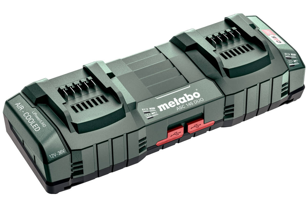 Двойное быстрозарядное устройство Metabo ASC 145 Duo Air Cooled 12–36 В