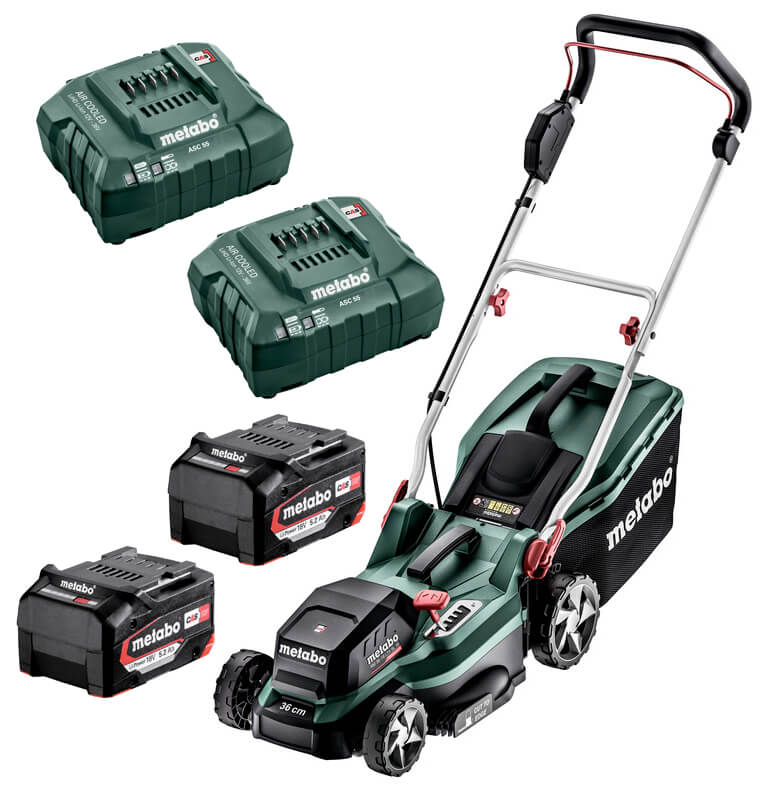 Аккумуляторная газонокосилка Metabo RM 36-18 LTX BL 36, 2 акб Li-Power 18V 5.2Ah, 2 з/у ASC 55