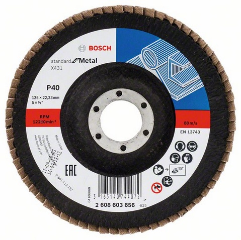 Пелюстковий шліфкруг Bosch Standard for Metal, 125×22,23 мм, К40