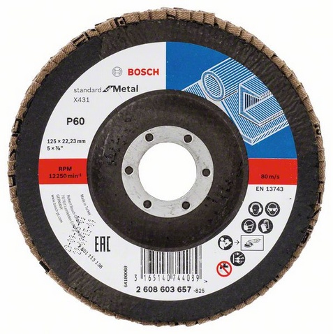 Пелюстковий шліфкруг Bosch Standard for Metal, 125×22,23 мм, К60