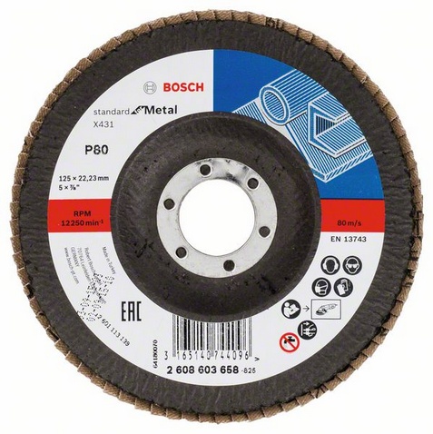 Пелюстковий шліфкруг Bosch Standard for Metal, 125×22,23 мм, К80