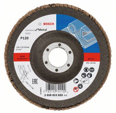 Пелюстковий шліфкруг Bosch Standard for Metal, 125×22,23 мм, К120