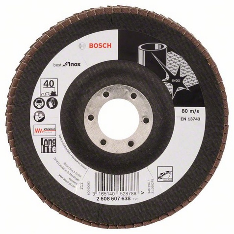 Пелюстковий шліфкруг Bosch Best for Inox, X581, 125×22,23 мм, К40