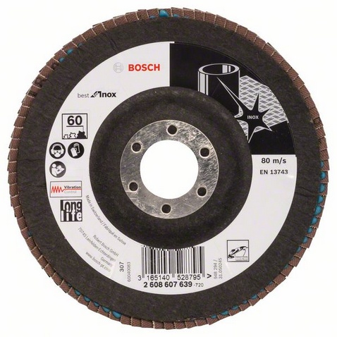Пелюстковий шліфкруг Bosch Best for Inox, X581, 125×22,23 мм, К60