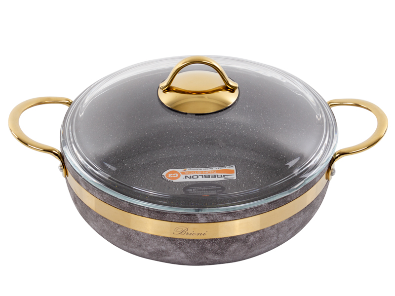 Сотейник Brioni Royal Stone Sandstone gold антипригарний 26 см, 2,8 л