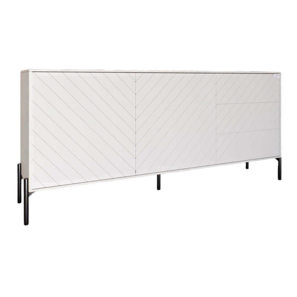 Комод з чорними металевими ніжками LION Амарант 168x40x76,5 см Бетон Style/Білий (LION-041907)