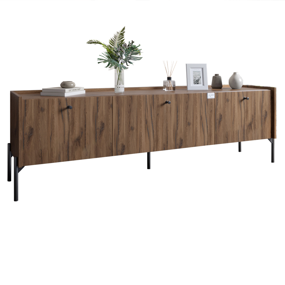 Тумба під телевізор на 3 шухляди LION Wood з чорними ніжками 160х65х40 см Дуб Ліворно (LION-043099)