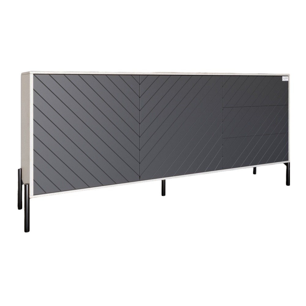 Комод з чорними металевими ніжками LION Амарант 168x40x76,5 см Бетон Style/Графітовий (LION-041884)