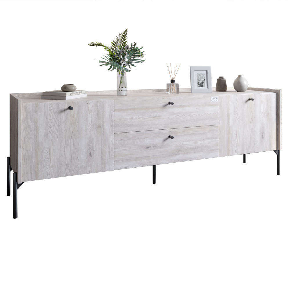 Тумба під телевізор з шухлядами LION Wood з чорними ніжками 160х65х40 см Самоа Димчастий (LION-043134)