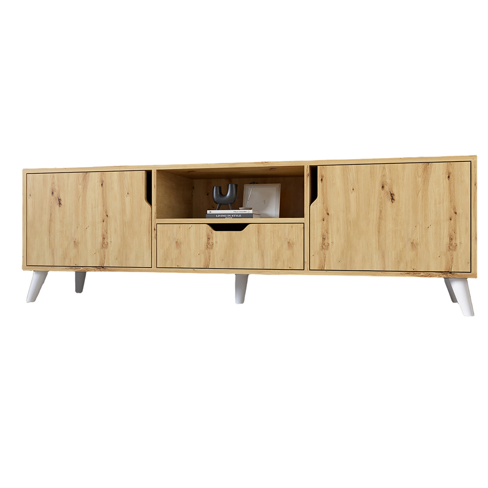 Тумба під телевізор з білими ніжками М-ЗОН Борн 1600 Дуб Артизан (MZN-031082)