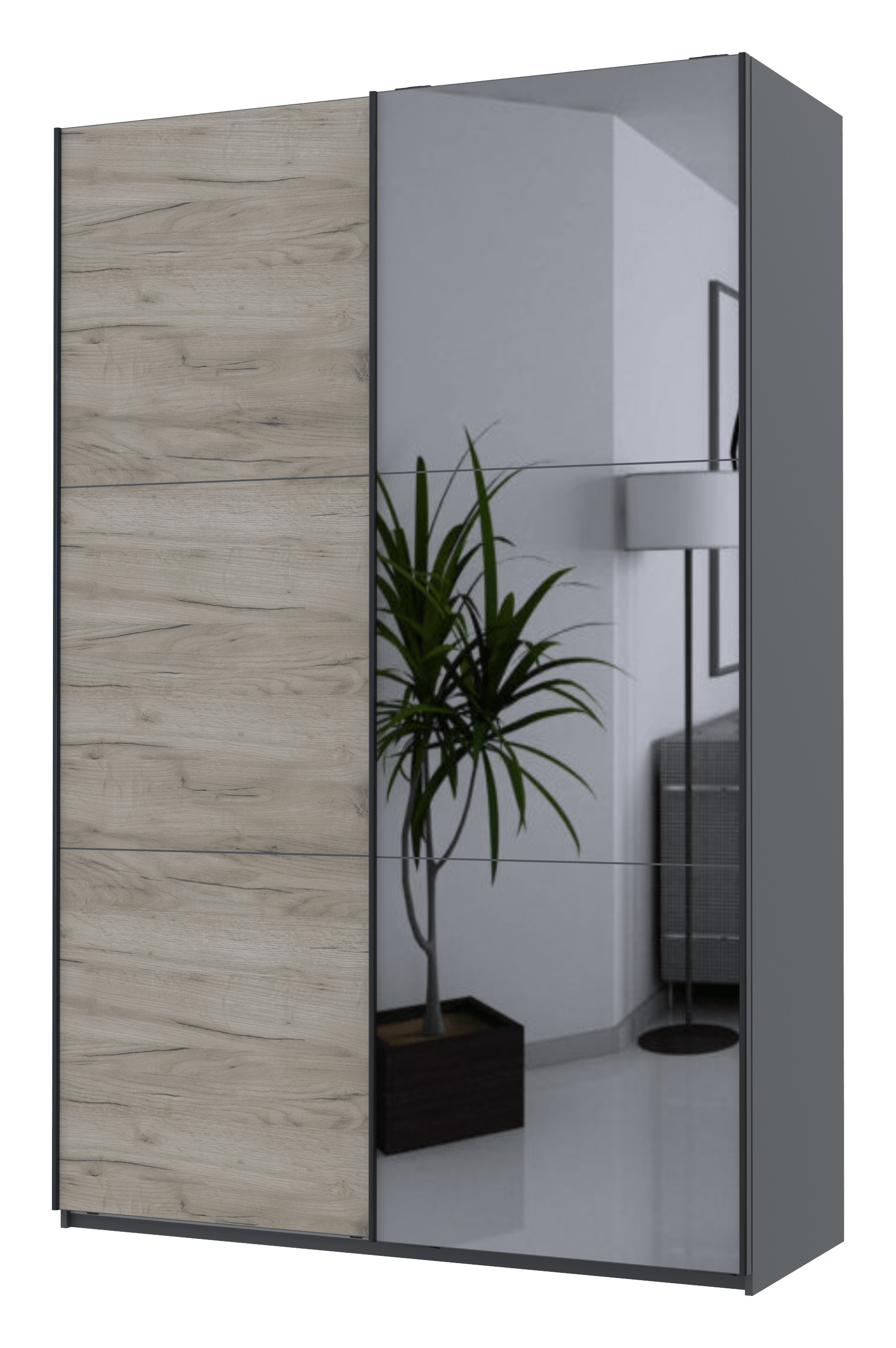 Шафа-купе двохдверна Doros G-Caiser 160х60х240 см Графіт/Дуб крафт сірий /1 Дзеркало (DRS-011026)
