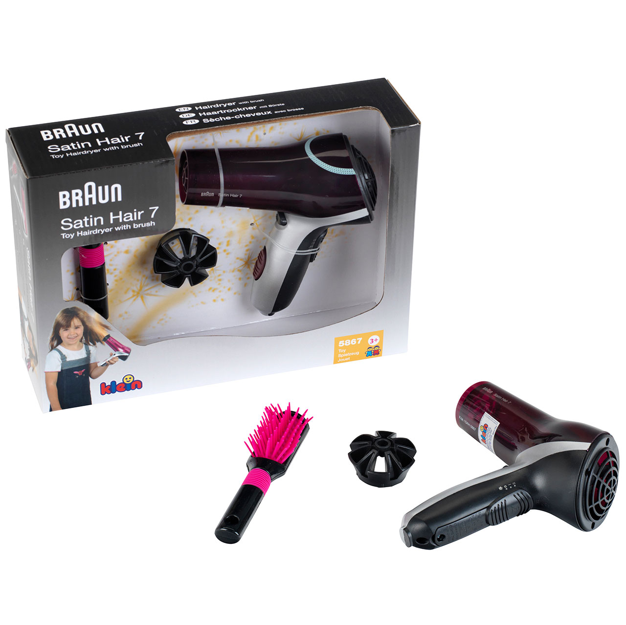 Дитячий фен Klein Braun зі щіткою та дифузором (5867)