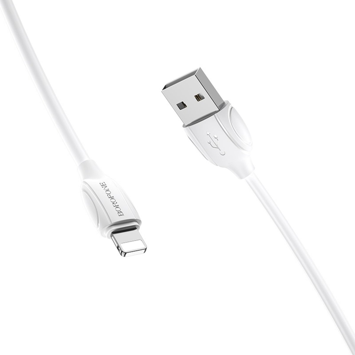 Кабель BOROFONE BX19 USB to iP 2.4A, 1m, PVC, TPE connectors, White (BX19LW)