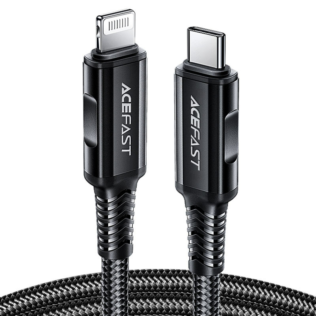 Кабель ACEFAST C4-01 Type-C to iP 3A, 30W, 1.8m, nylon, zinc connectors, Black (AFC4-01B)