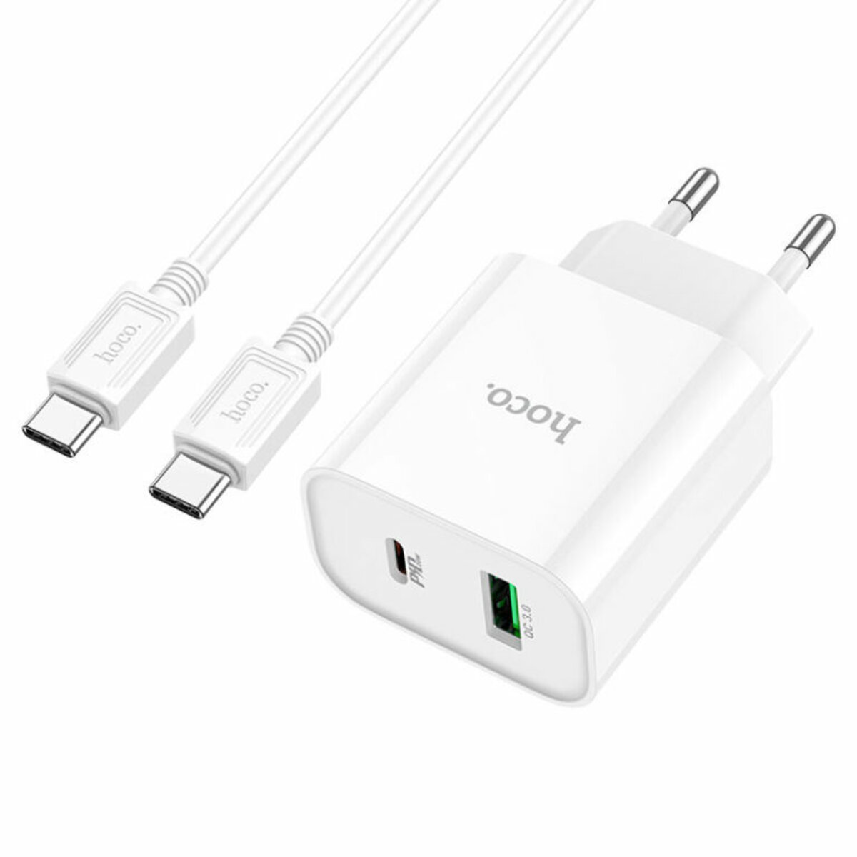Зарядний пристрій HOCO C80A Plus Rapido PD20W+QC3.0 charger set(C to C) White (6931474779908)