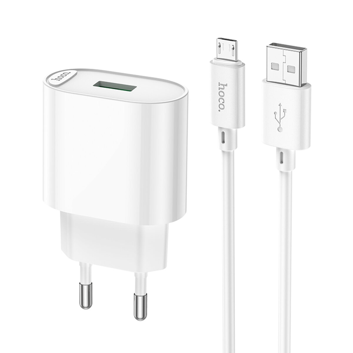 Зарядний пристрій HOCO C109A Fighter USB QC3.0 + cable Micro 5P White (6931474784827)