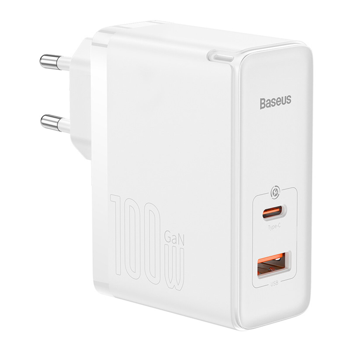Мережевий зарядний пристрій Baseus GaN5 Pro Fast Charger C+U 100W EU White (With Mini White Cable Type-C to Type-C 100W(20V/5A) 1m White) (CCGP090202)