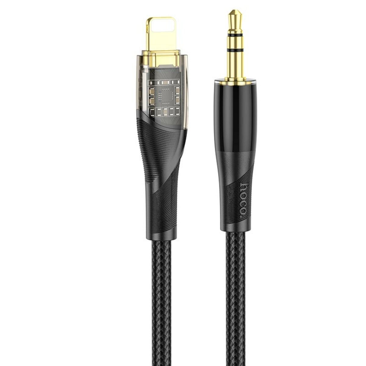 Аудіокабель HOCO UPA25 Transparent Discovery Edition Digital audio conversion cable iP Black (6931474791153)
