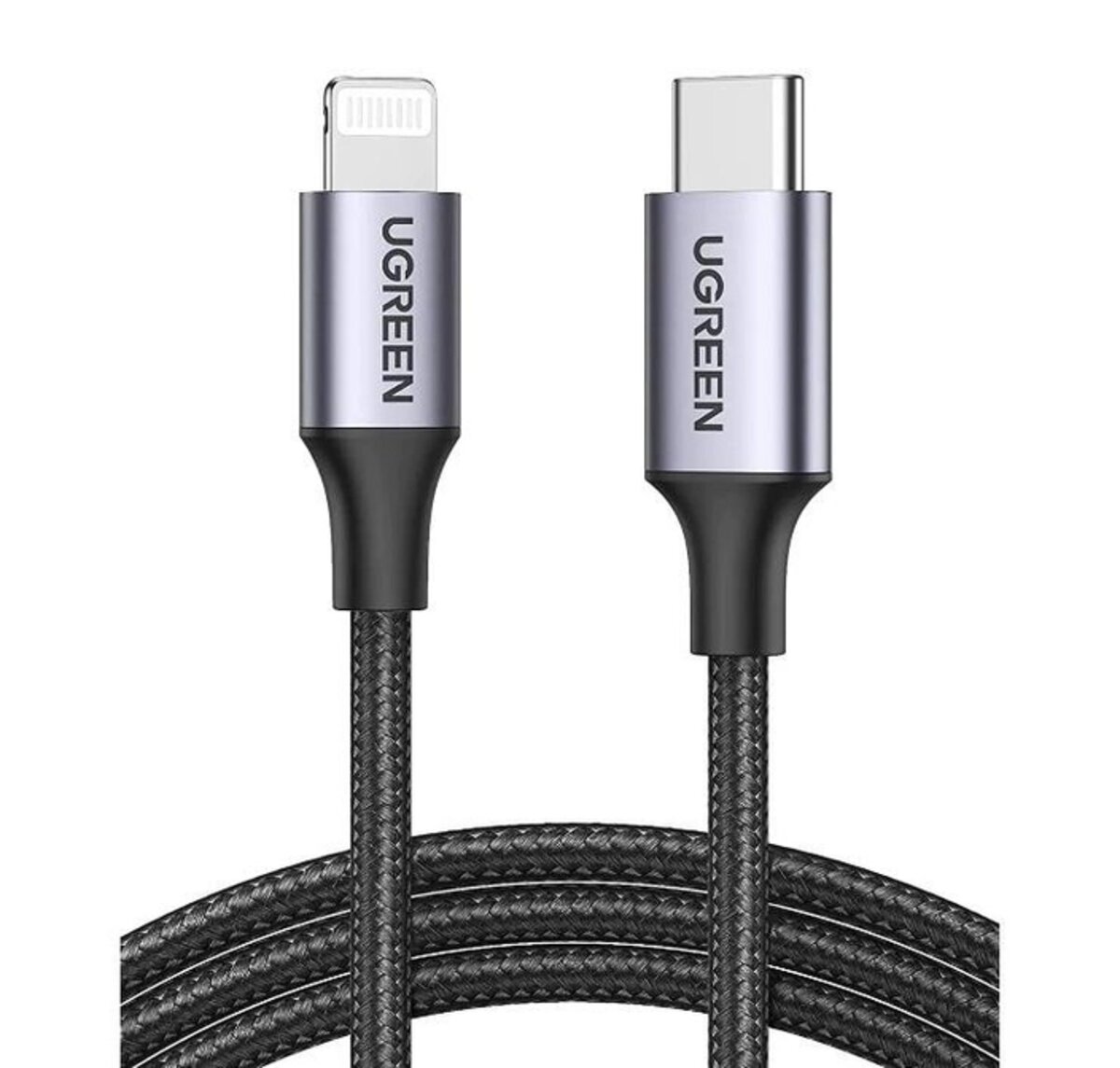 Кабель UGREEN US304 USB-C to Lightning M/M Cable Aluminum Shell Braided 2m (Black) (UGR-60761) (UGR-60761)