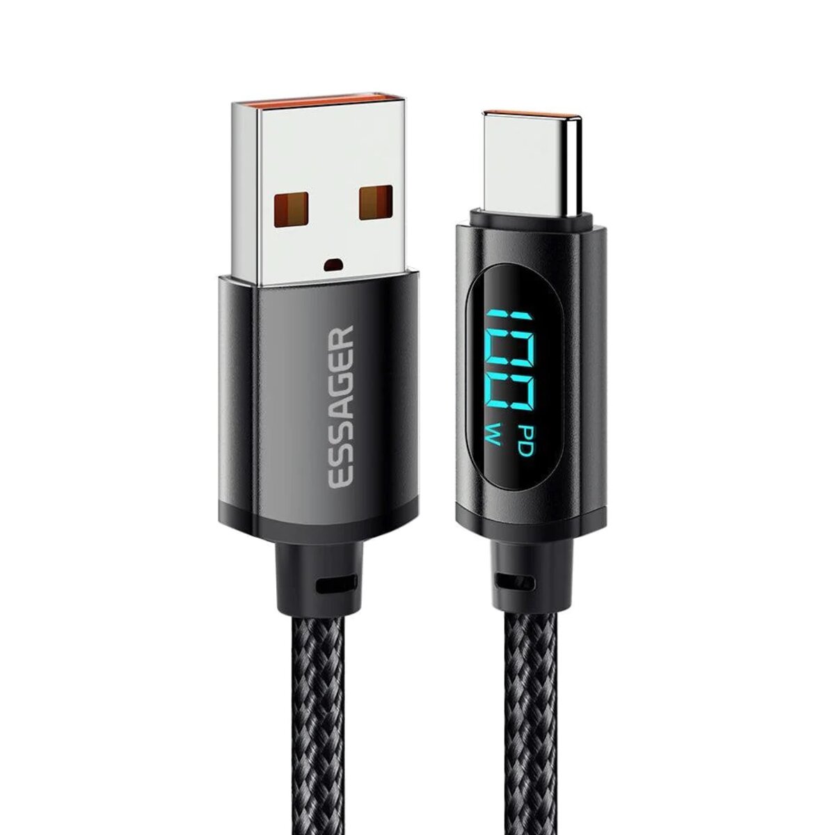 Кабель Essager Enjoy LED Digital Display USB Charging Cable USB A to Type C 100W 2m black (EXCT-XYA01-P) (EXCT-XYA01-P)