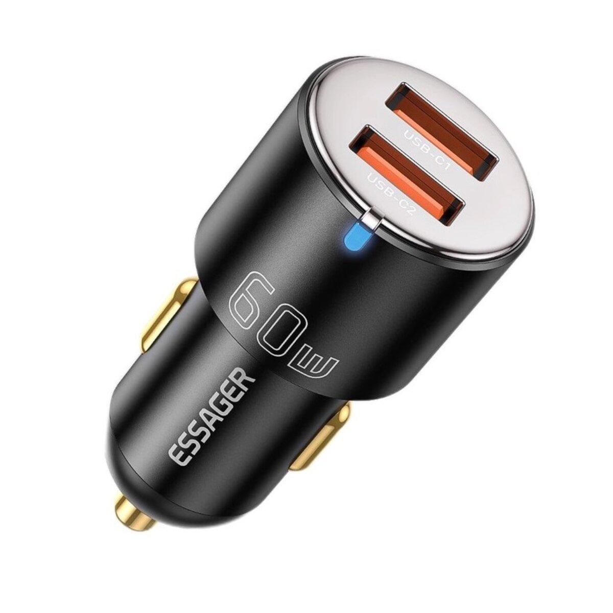 Автомобільний зарядний пристрій Essager City Dual Type-C + USB-A Car Charger 60W black (ECC2C1A-FF01) (ECC2C1A-FF01)