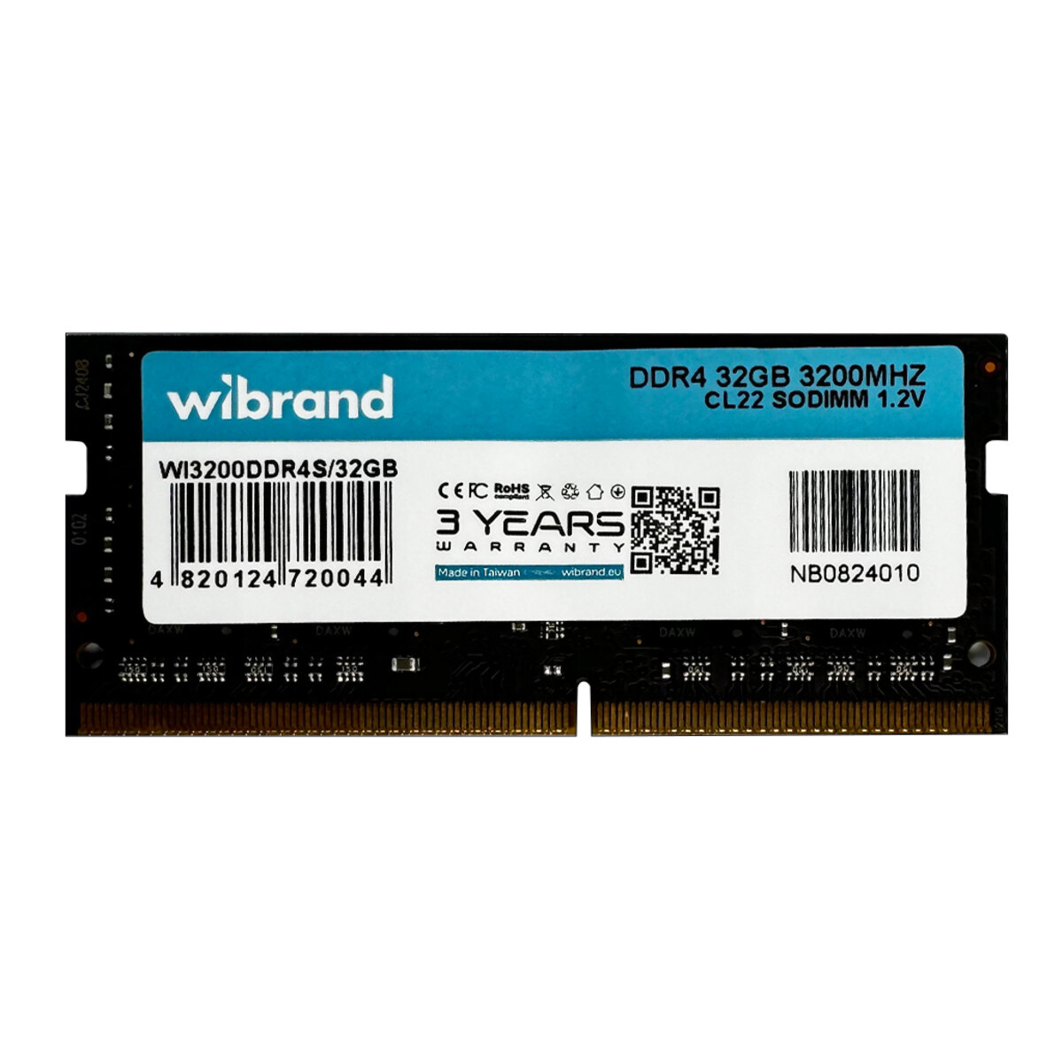 Оперативна пам'ять DDR4 Wibrand 32GB 3200MHz CL22 SODIMM (WI3200DDR4S/32GB)