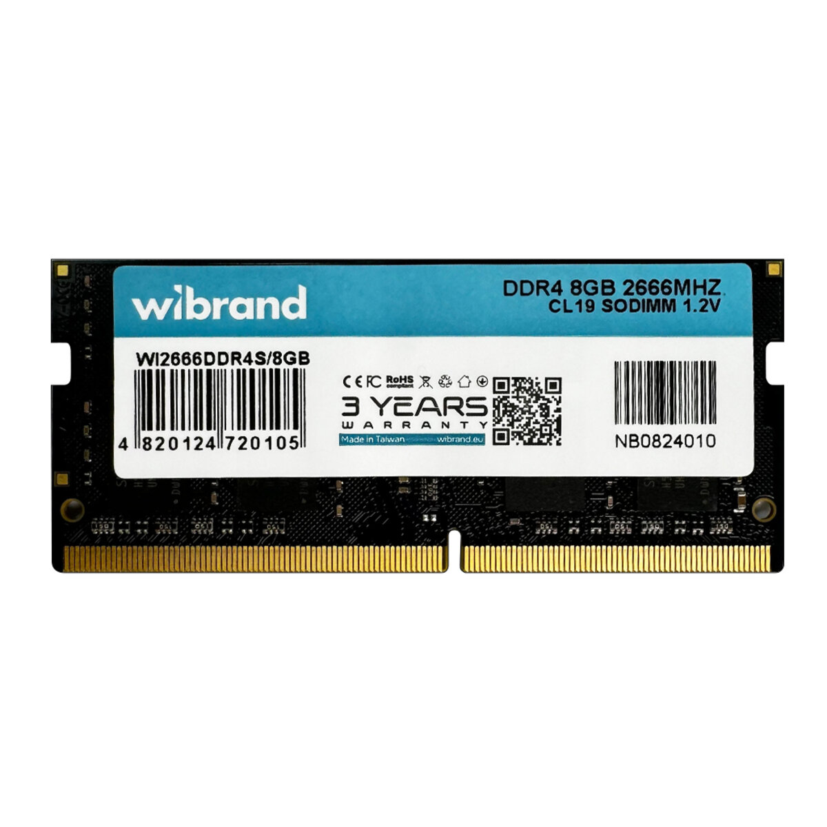 Оперативна пам'ять DDR4 Wibrand 8GB 2666MHz CL19 SODIMM (WI2666DDR4S/8GB)