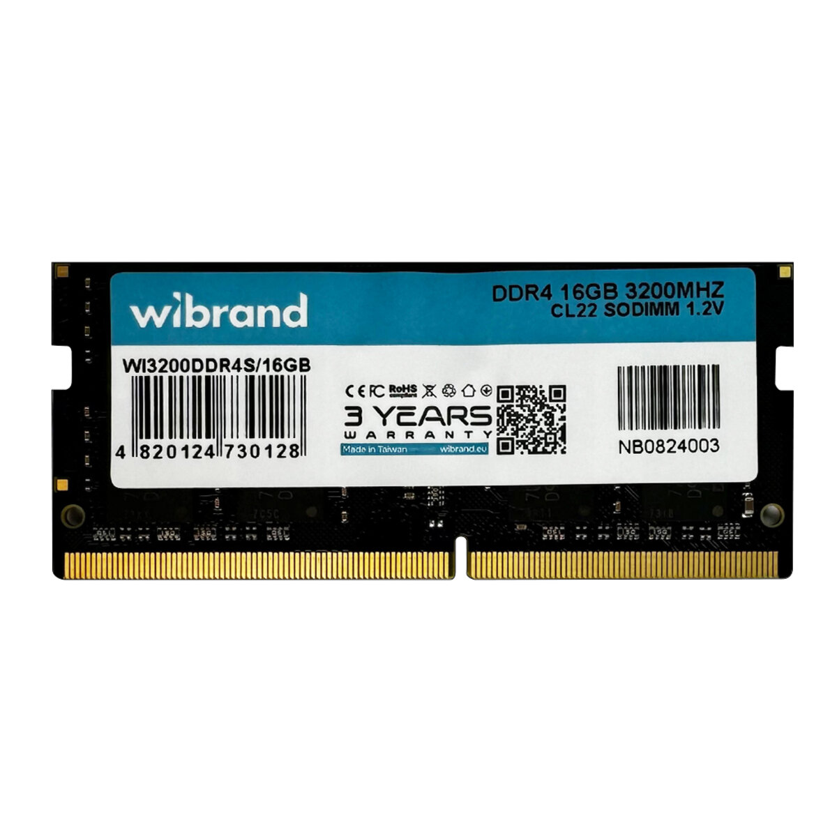 Оперативна пам'ять DDR4 Wibrand 16GB 3200MHz CL22 SODIMM (WI3200DDR4S/16GB)