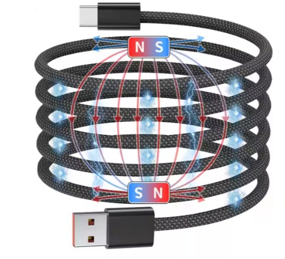 Кабель NN SN1 Magnetic Usb Type-C 1m 100W  black (NNSN1)