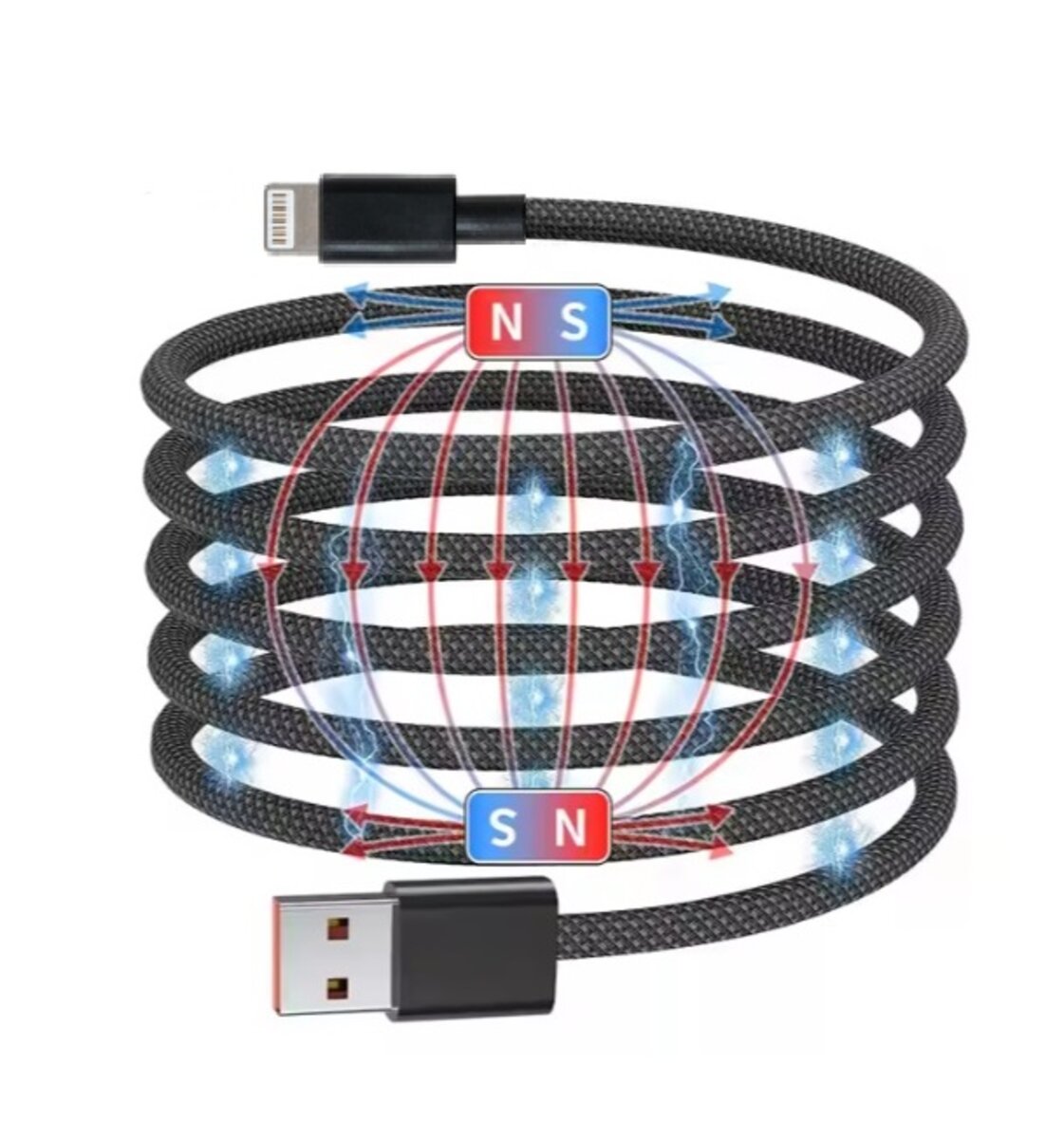 Кабель NN SN4 Magnetic Usb lightning 1m 100W grey (NNSN4)