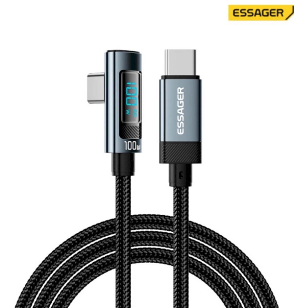 Кабель ESSAGER HCA0G-P Type-C to Type-C 100W 2m grey (EXCT1W-HCA0G-P)