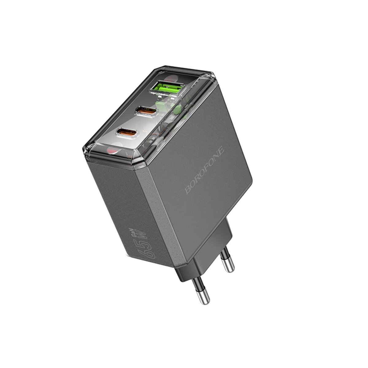 Мережевий зарядний пристрій BOROFONE BAS34A Treasure PD65W(2C1A) charger(EU) Black (6941991110740)
