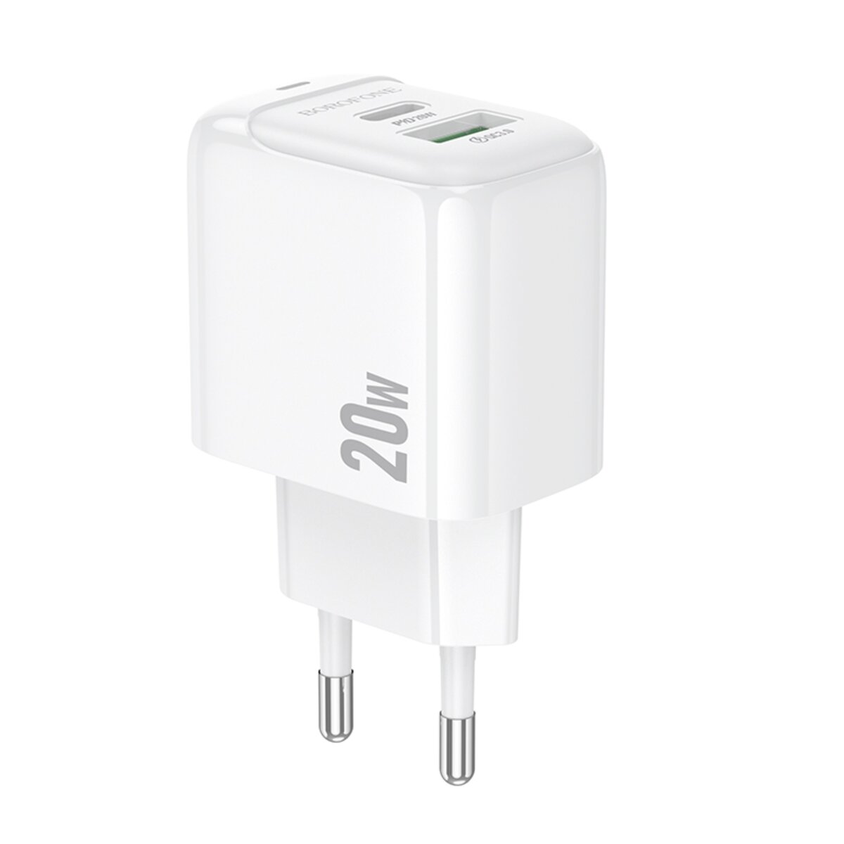 Зарядний пристрій BOROFONE BAS44A 1xUSB-C PD20W + 1xUSB QC3.0 white (6941991113840)