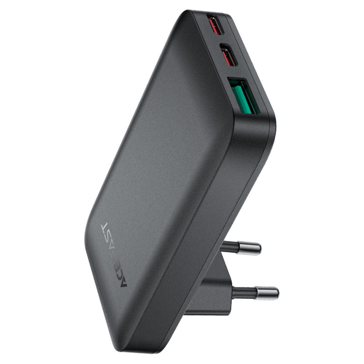 Мережевий зарядний пристрій ACEFAST A100 PD65W GaN 2C+A ultra-thin Charger Black (6974316283492)