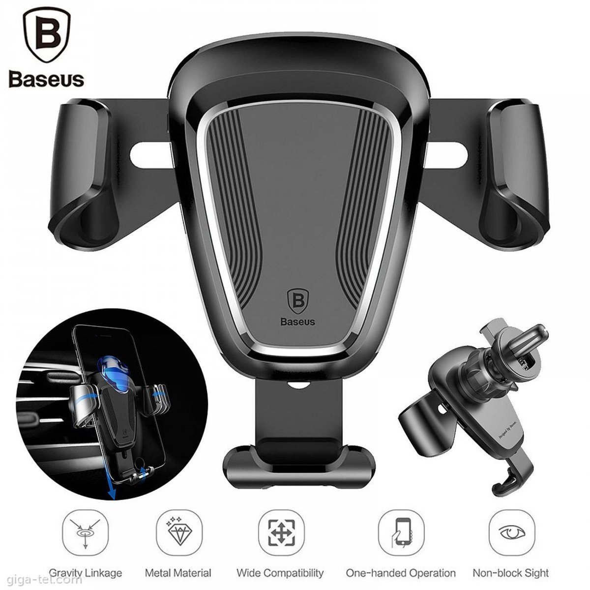 Автотримач для телефона Baseus Gravity Car Mount Black (SUYL-01)