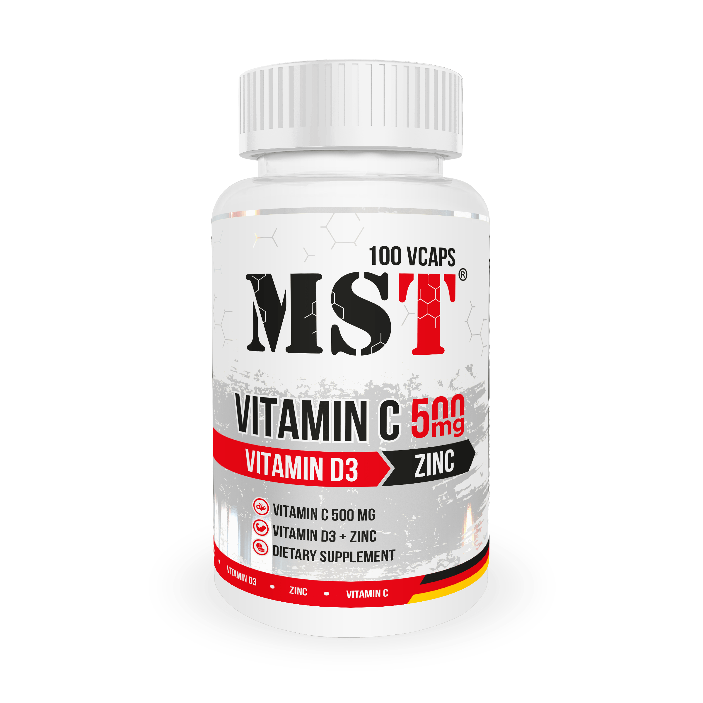 MST® Vitamin C 500 + D3 + ZINC????Вітамін Ц + Д3 + Цинк 100 капсул