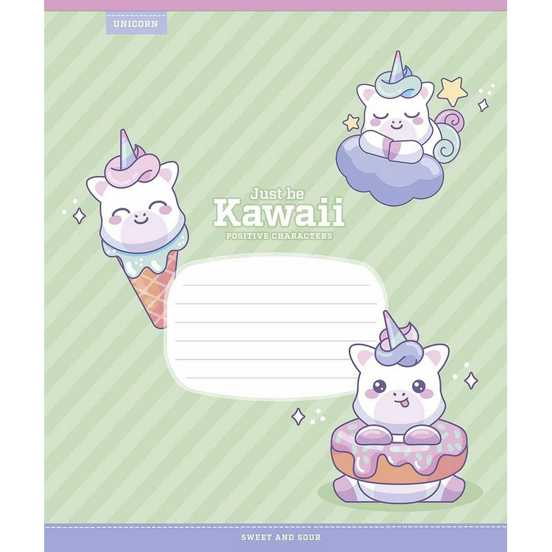 Зошит учнівський "Just be Kawaii" 012-3408C-5 у косу лінію, 12 аркушів