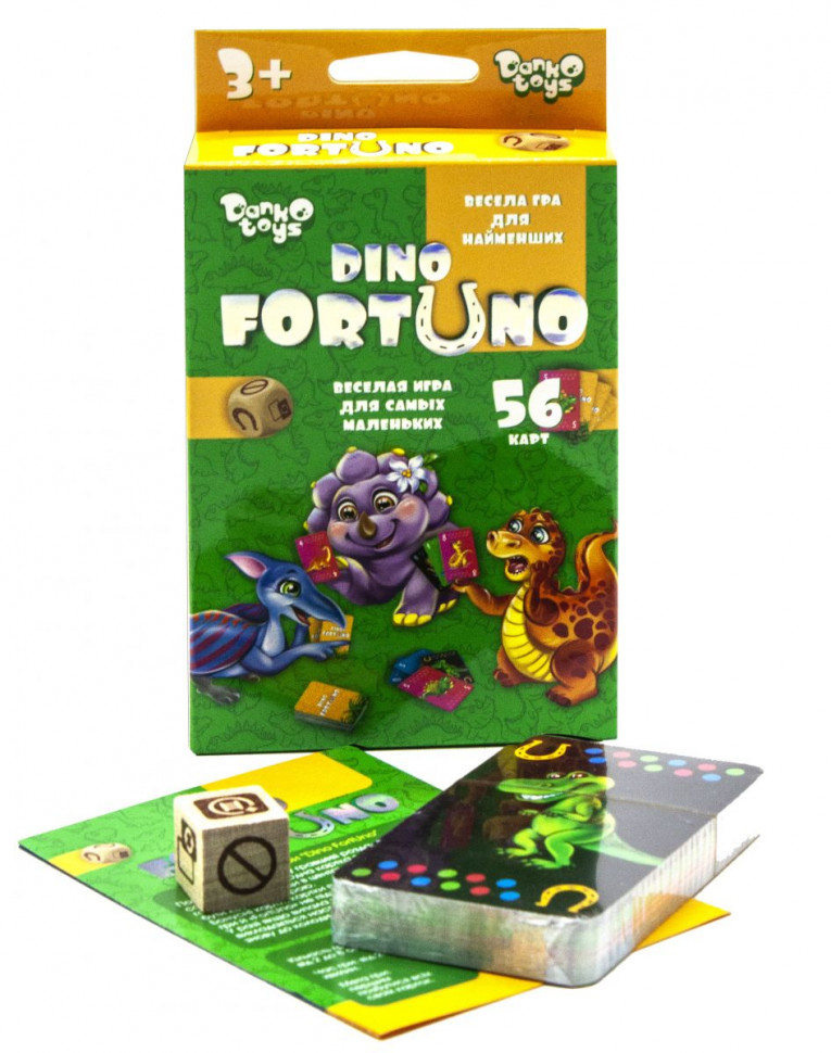 Дитяча розвиваюча настільна гра "Dino Fortuno" UF-05-01, 56 карток