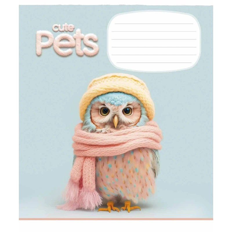 Зошит учнівський "Cute pets" 012-3253K-4 в клітинку, 12 аркушів