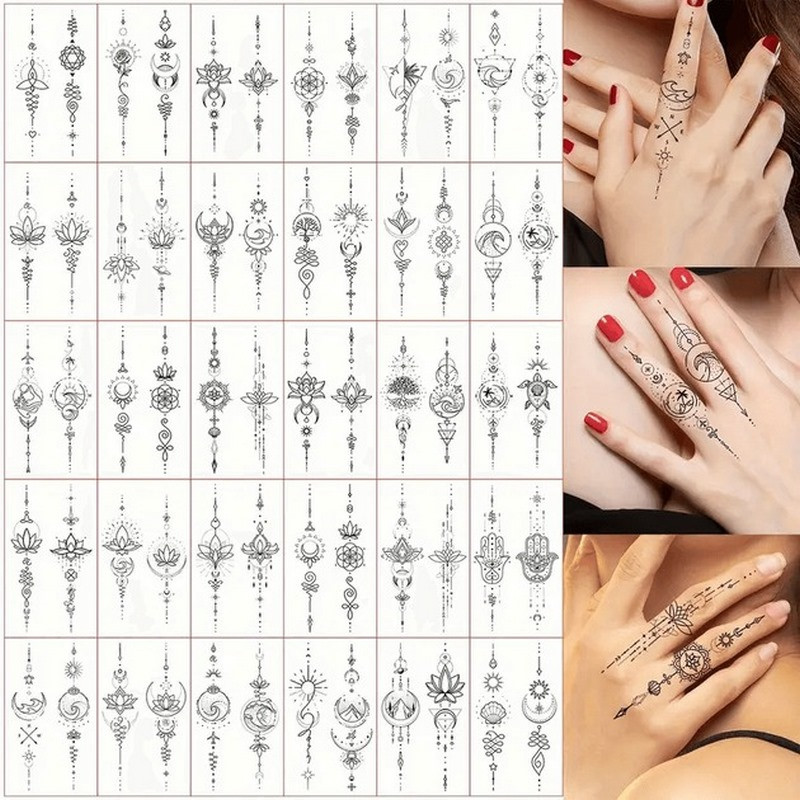 Набір дитячих тимчасових тату "Чорні міні №2" black-tattoo-mini-set-2-3, 30 штук по 9,5*5,5 см
