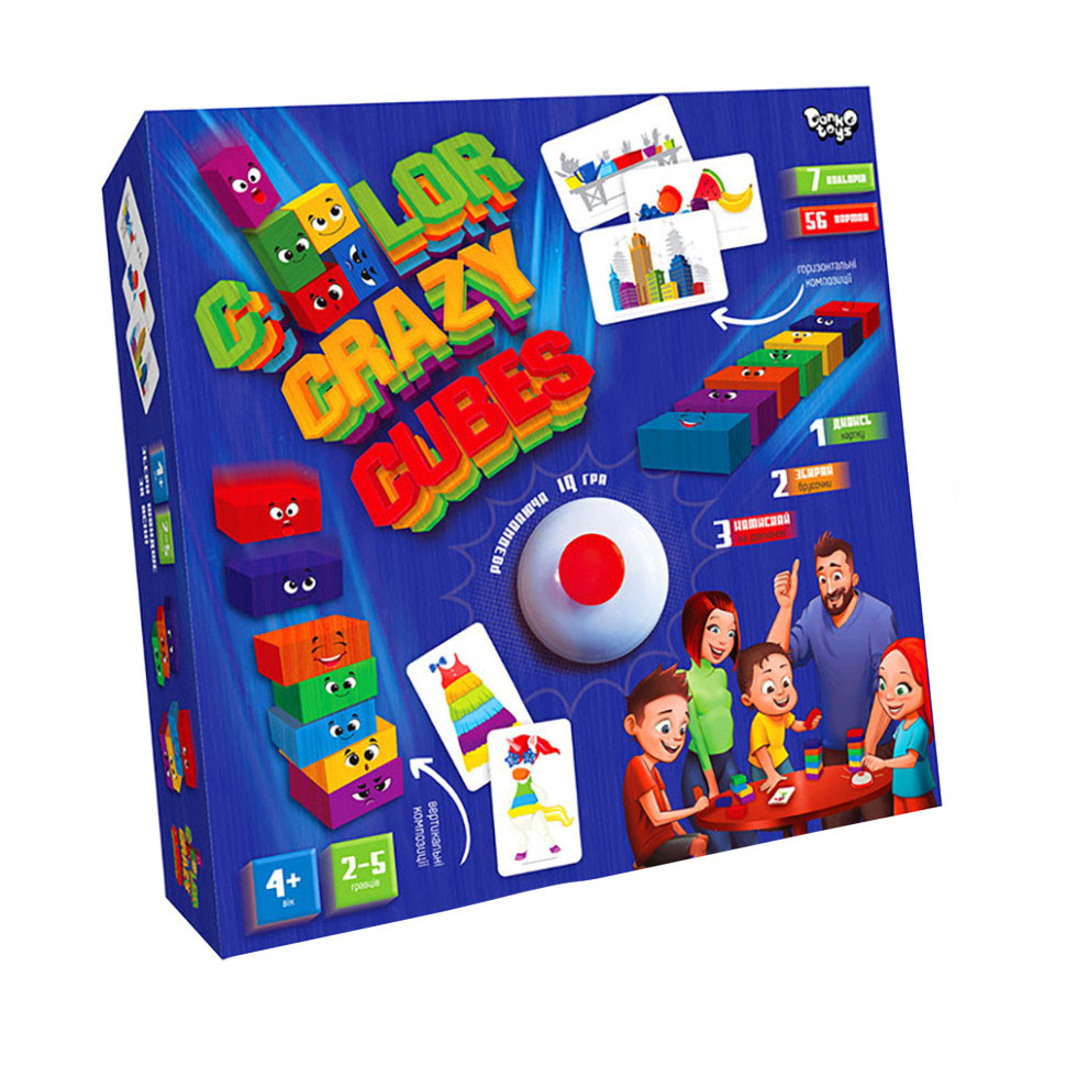 Розвиваюча настільна гра "Color Crazy Cubes" Danko Toys CCC-02-01U з дзвіночком