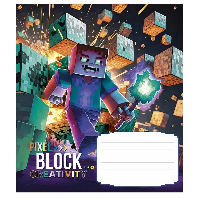 Зошит учнівський "Pixel Block" 012-3407L-1 в лінію, 12 аркушів