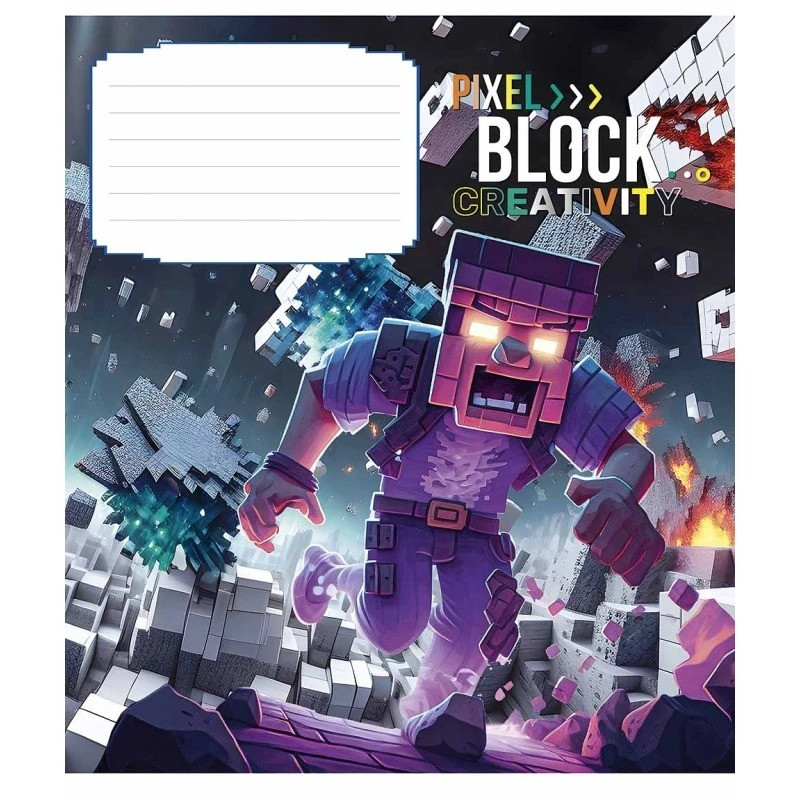 Зошит учнівський "Pixel Block" 012-3407L-2 в лінію, 12 аркушів