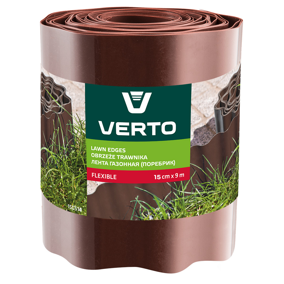 Садовий бордюр VERTO 15G514, 9 м x 15 см, коричневий, гнучкий та міцний Verto