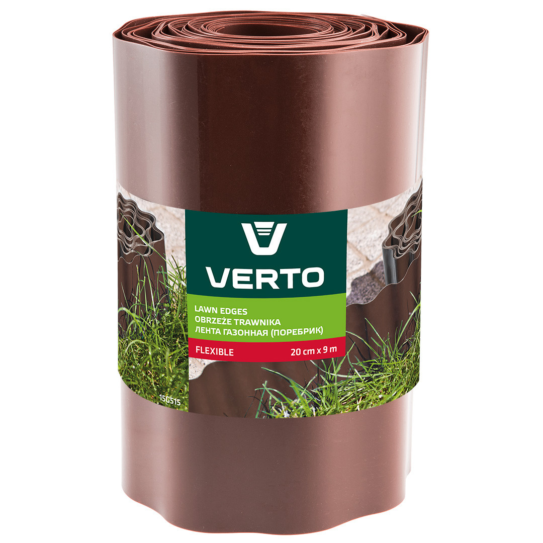 Бордюр для газонів VERTO 15G515, 9 м x 20 см, пластиковий, коричневий Verto