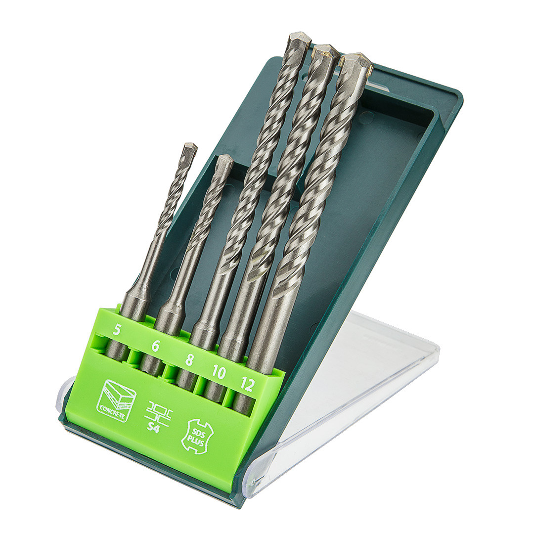 Свердло по бетону SDS Plus, 5, 6 x 110 mm + 8, 10, 12 x 160 мм, x 5 шт. Verto