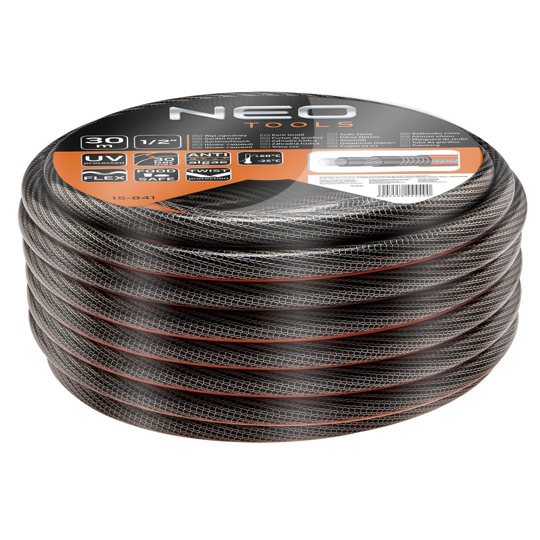 Шланг садовий Neo Tools 15-840 Professional 1/2" x 30 м, 6-шаровий, Food Safe, з захистом від скручування NEO Tools